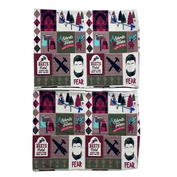 The Office Schrute Farms Pillowcases Set‎ of 2 Dwight Fear Beets Motel 25x19.5 - Picture 11 of 15